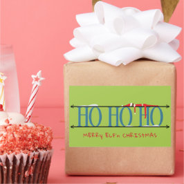 Adesivo Retangular Travessuras de Elfo Azul e Verde de Natal