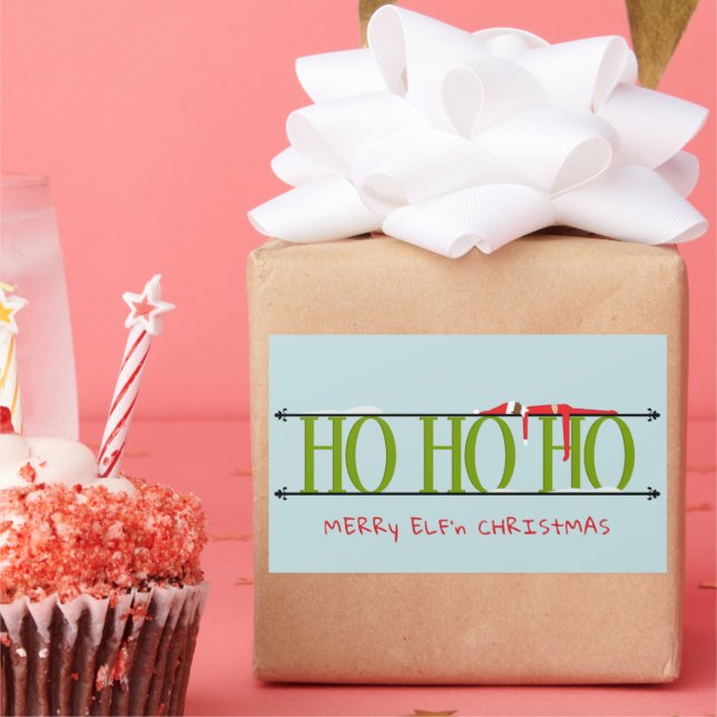 Adesivo Retangular Travessuras de Elfo Verde e Azul (Festa)