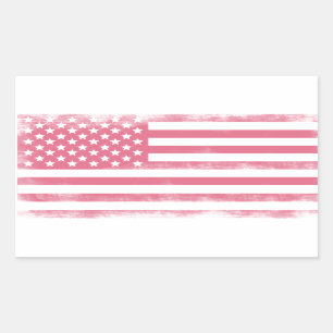 Adesivo Retangular Trendy Pink Grunge Flag Americano
