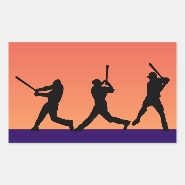 Adesivo Retangular Três Baterias de Baseball (Frente)