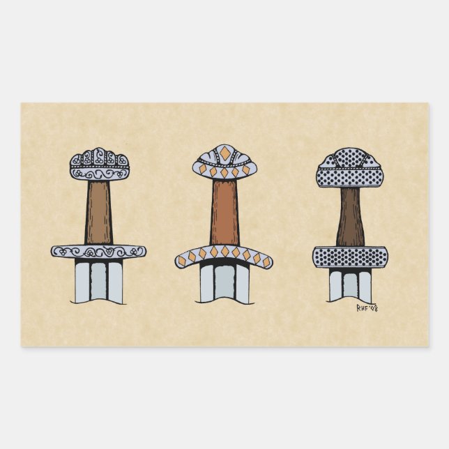 Adesivo Retangular Três Espadas de Viking Hilts (Frente)