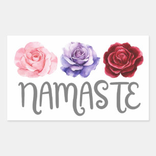 Adesivo Retangular Três Flores Namaste