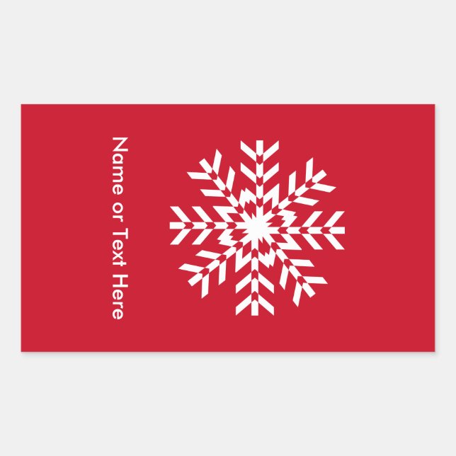 Adesivo Retangular Tribal Snowflake - Geométrico Vermelho Natal (Frente)