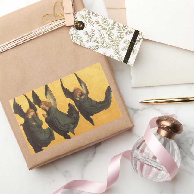 Adesivo Retangular Trio de Anjos Renascentistas por Mestre do Lar (Presentear)