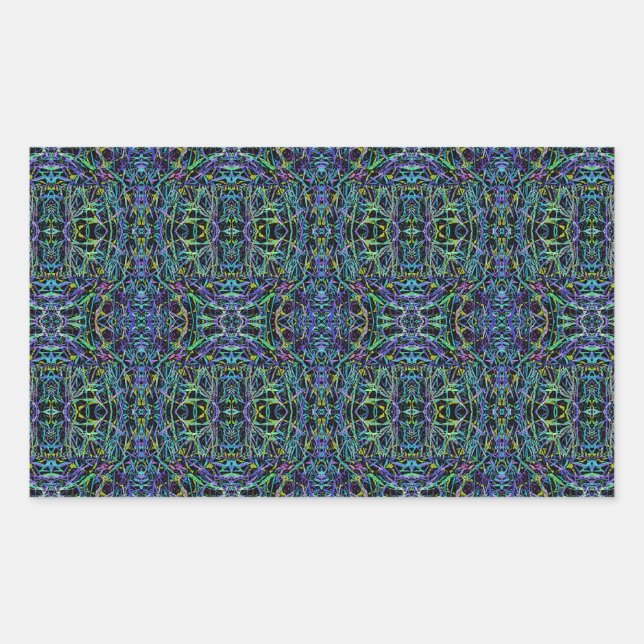 Adesivo Retangular Trippy Blue Quilt Geométrico (Frente)