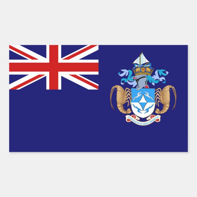 Adesivo Retangular Tristan de Cunha Flag. Grã-Bretanha, British Overs (Frente)