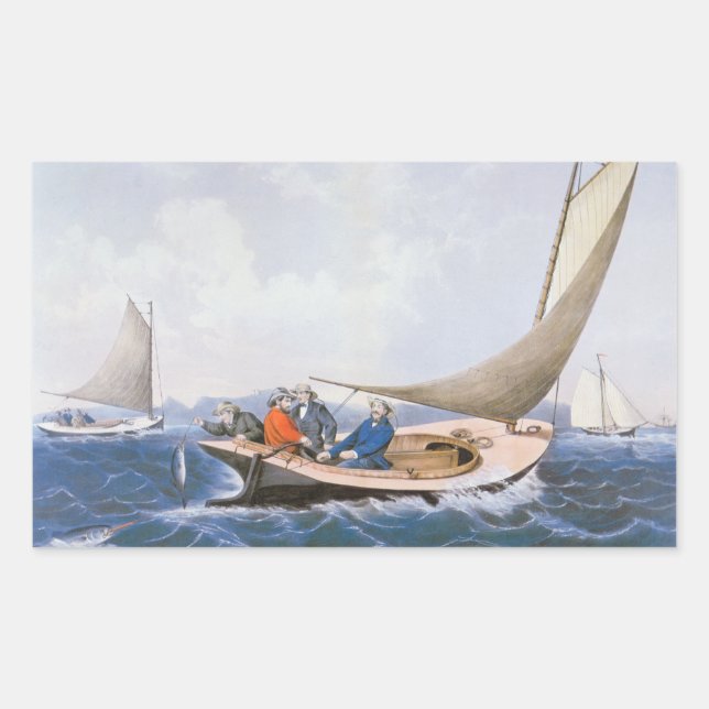 Adesivo Retangular Trolando para Blue Fsh da Costa do Maine (Frente)