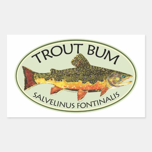 Adesivo Retangular Trout Bum Fisheries (Frente)