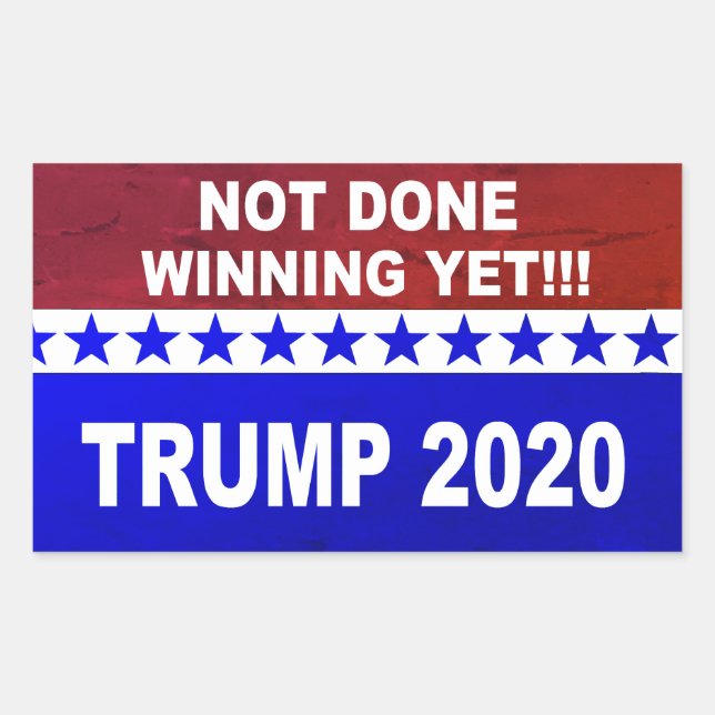 Adesivo Retangular Trump 2020 ainda não terminou de ganhar vermelho,  (Frente)