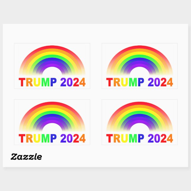 Adesivo Retangular Trump 2024 Rainbow (Folha)