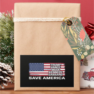 Adesivo Retangular Trump Vance Musk Kennedy Gabbard 2024 Save America