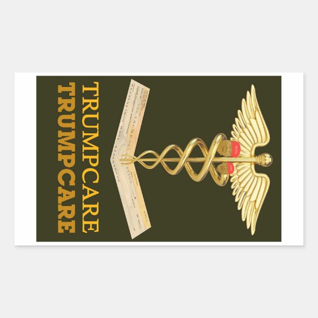 Adesivo Retangular TrumpCare — dois chapéus (Frente)