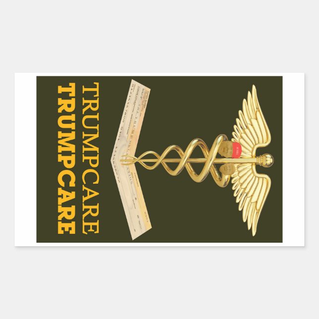 Adesivo Retangular TrumpCare — um chapéu (Frente)