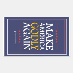 Adesivo Retangular Trunfo - etiqueta: Faça América divino outra vez