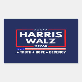 Adesivo Retangular Truth Hope Decency Harris Walz 2024