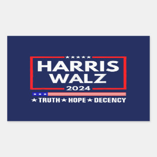 Adesivo Retangular Truth Hope Decency Harris Walz 2024
