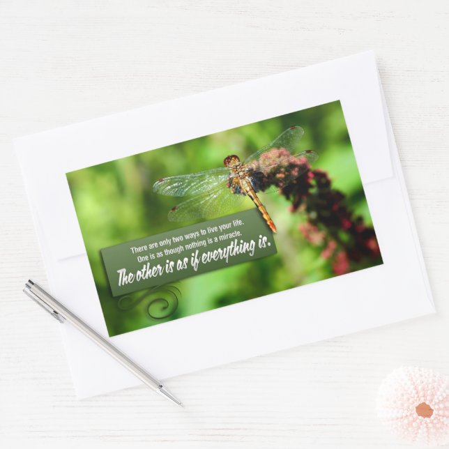 Adesivo Retangular "Tudo é um milagre", citação inspiracional (Envelope)