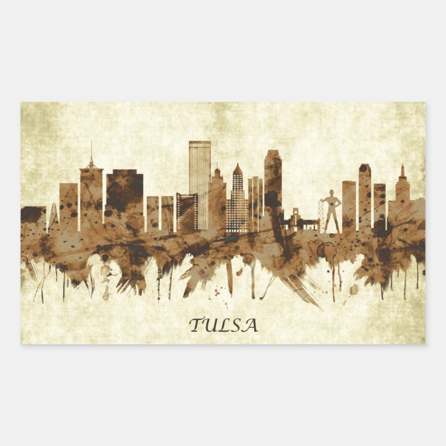 Adesivo Retangular Tulsa Oklahoma Cityscape (Frente)