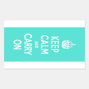Adesivo Retangular Turquesa Fique Calmo e continue ligado