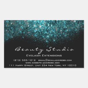 Adesivo Retangular Turquoise Confetti Eyelash Makeup Beauty Salon
