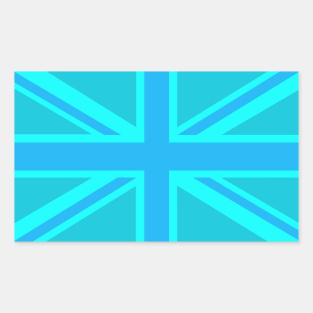Adesivo Retangular Turquoise Union Jack British Flag Design (Frente)