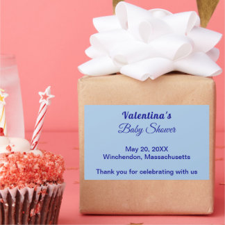Adesivo Retangular Typography Style Minimalist Light Blue Baby Shower