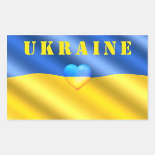 Adesivo Retangular Ucrânia - Apoio - Liberdade de Paz - Bandeira Ucra