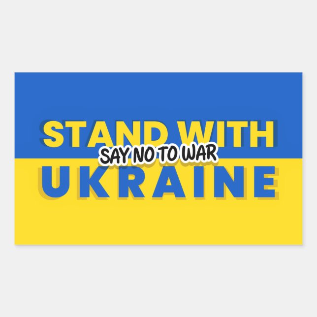 Adesivo Retangular Ucrânia - Paz - Bandeira Ucraniana - Liberdade (Frente)