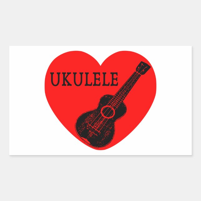 Adesivo Retangular Ukulele Love (Frente)