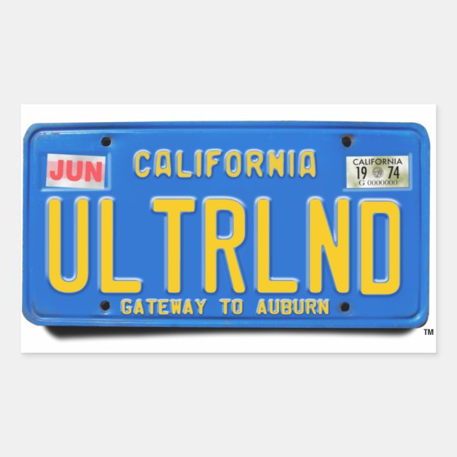 Adesivo Retangular ULTRND: CA 1974 Blue License Plate (Frente)