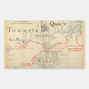 Adesivo Retangular Um mapa autêntico de 1690 piratas (com enfeites)