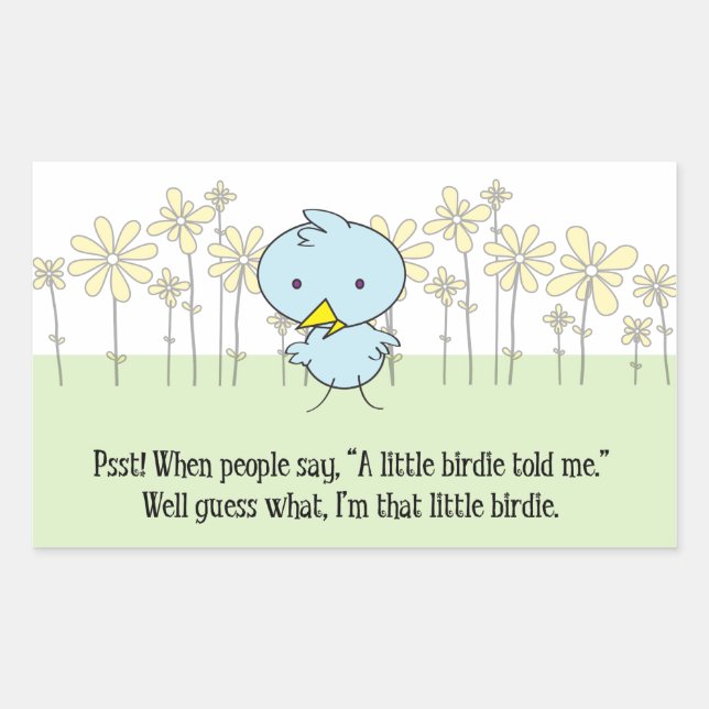 Adesivo Retangular Um Pouco De Birdie Disse-Me "Stickers" (Frente)