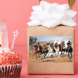 Adesivo Retangular Um Traço para a Madeira, Frederick Remington,