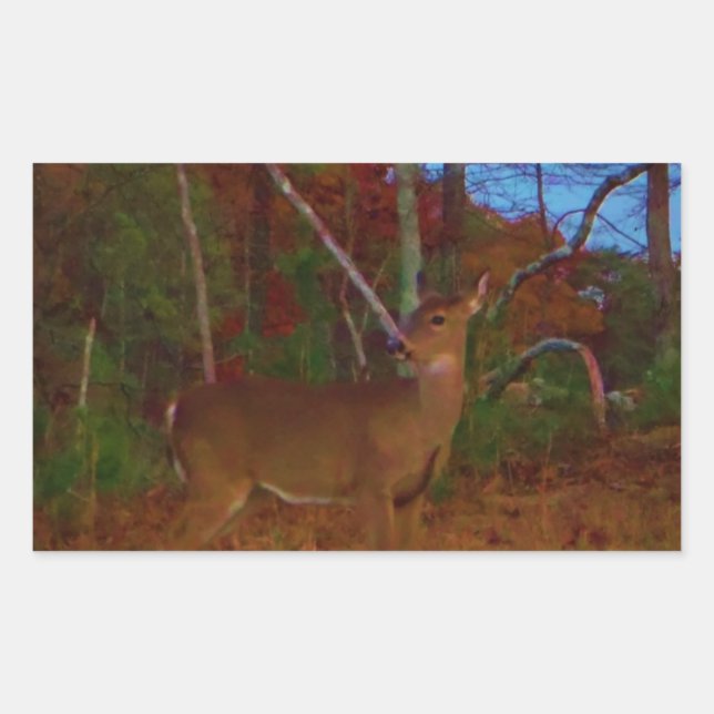 Adesivo Retangular Um Veado: Dourado Verde Vermelho e Azul (Frente)