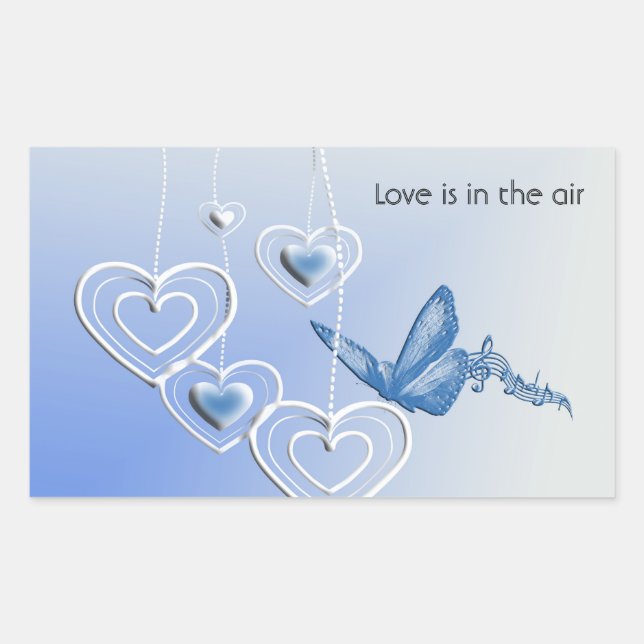 Adesivo Retangular Uma borboleta e corações (Frente)