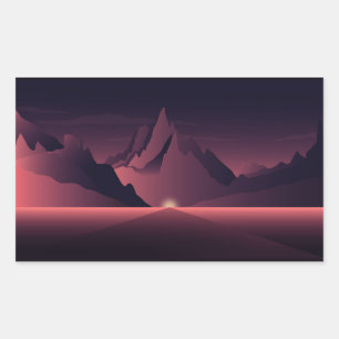 Adesivo Retangular Uma ilustração de pôr do sol na montanha