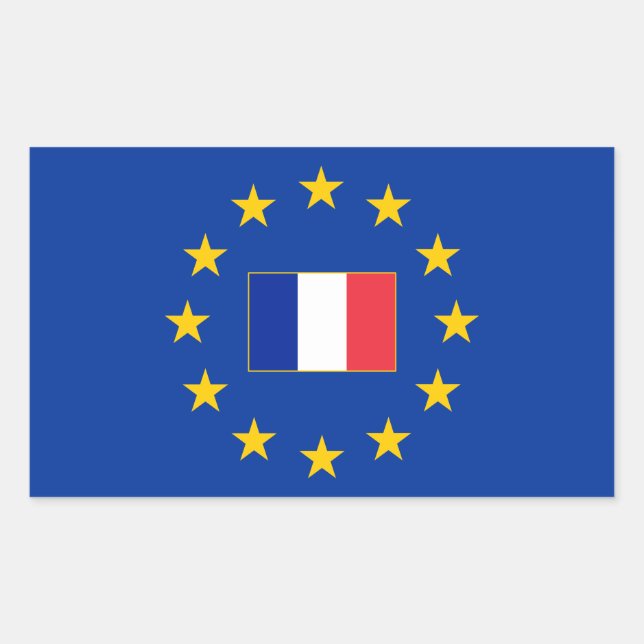 Adesivo Retangular União Europeia França Retângulo Sticker (Frente)