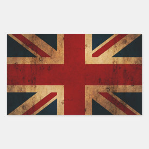 Adesivo Retangular Union Jack (olhar afligido vintage)