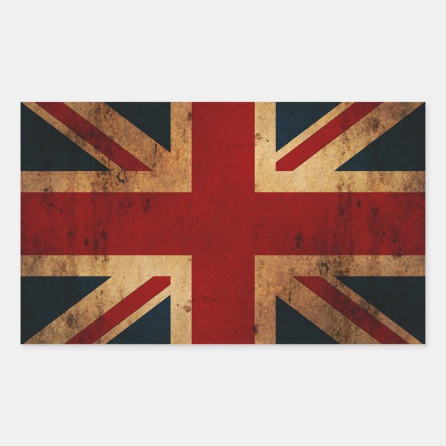 Adesivo Retangular Union Jack (Vintage angustiado) (Frente)