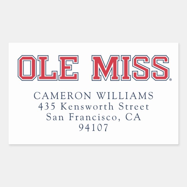 Adesivo Retangular Universidade do Mississippi | Ole Miss Wordmark (Frente)