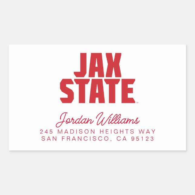 Adesivo Retangular Universidade Estadual de Jacksonville JAX STATE Ve (Frente)