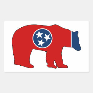 Adesivo Retangular Urso da Bandeira do Tennessee