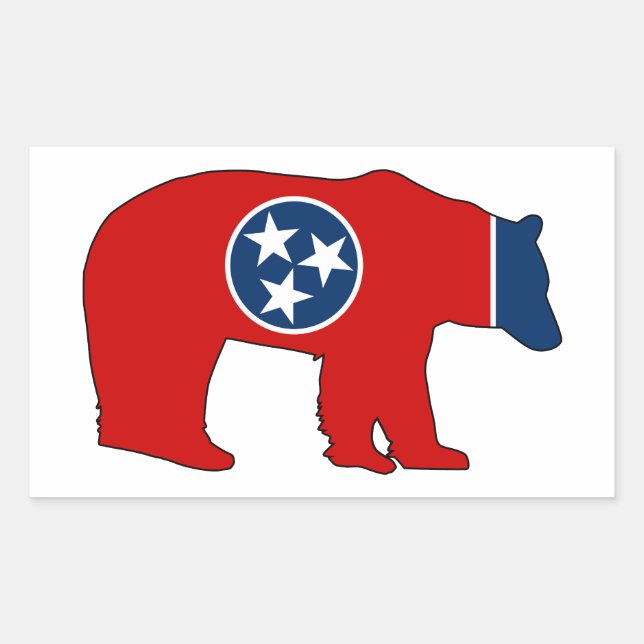 Adesivo Retangular Urso da Bandeira do Tennessee (Frente)