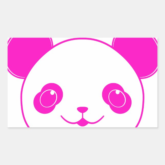 Adesivo Retangular Urso Panda de Kawaii Rosa (Frente)