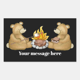 Adesivo Retangular Ursos de acampamento adicionam autocolante de mens
