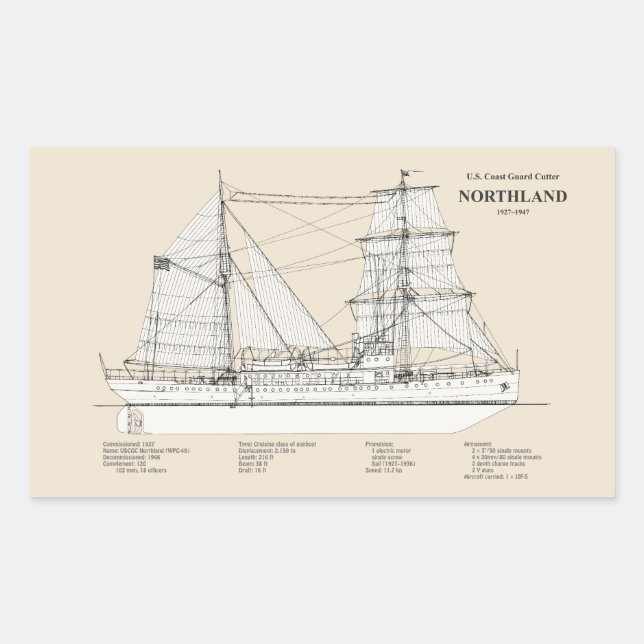 Adesivo Retangular USCG Cutter Northland wpg- 49 - SBD (Frente)