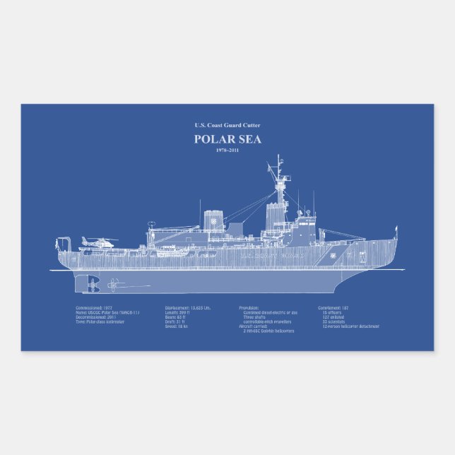 Adesivo Retangular USCG Cutter Polar Sea wagb-11 - ABD (Frente)