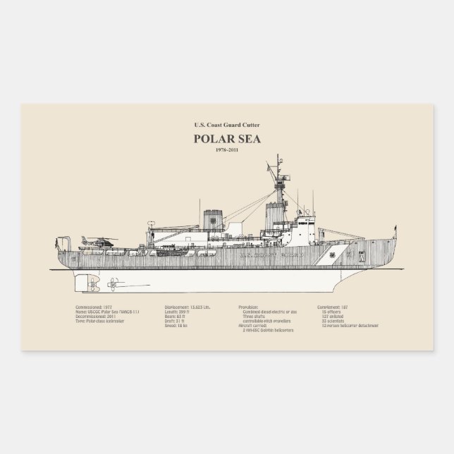 Adesivo Retangular USCG Cutter Polar Sea wagb-11 - SBD (Frente)
