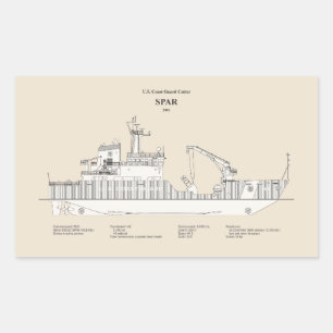 Adesivo Retangular USCG Cutter Spar wlb- 206 - SBD