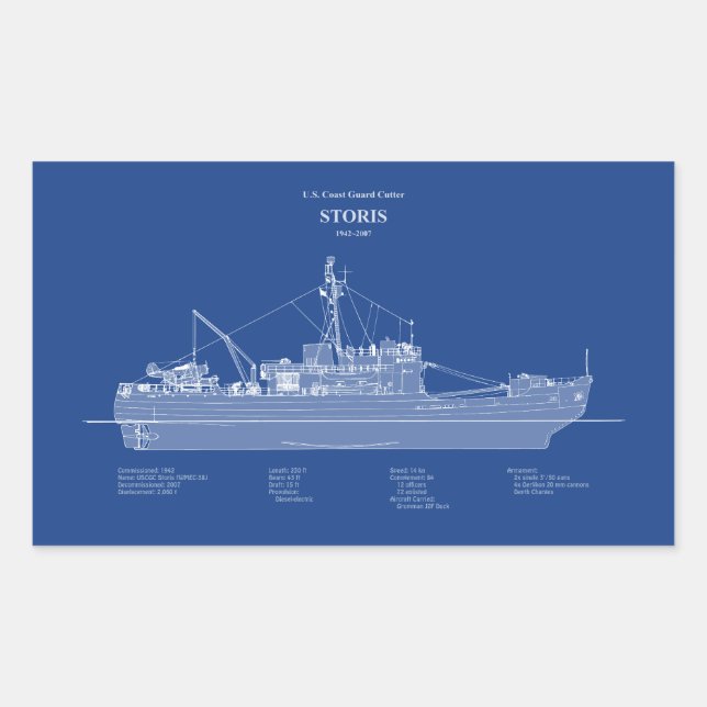 Adesivo Retangular USCG Cutter Storis wmec-38 - ABD (Frente)